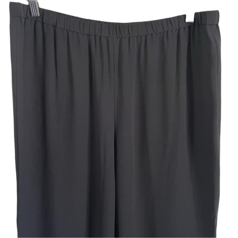 EILEEN FISHER 100% Silk Georgette Wide-Leg Crepe Cropped Pants in Black Size M - Picture 3 of 7